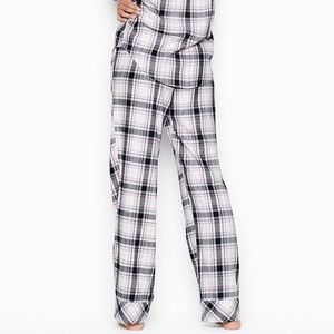 Victoria’s Secret Pink Black and White Plaid Flannel Pajama Pj Bottom Pants S/P